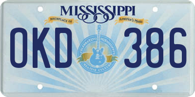 MS license plate OKD386