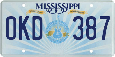 MS license plate OKD387