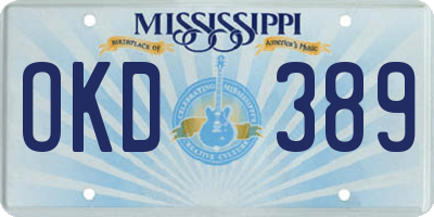 MS license plate OKD389