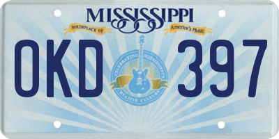 MS license plate OKD397