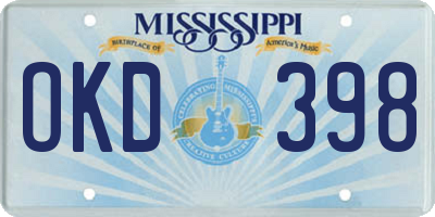 MS license plate OKD398