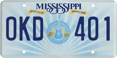 MS license plate OKD401