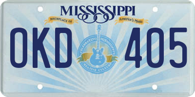 MS license plate OKD405