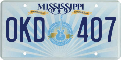 MS license plate OKD407