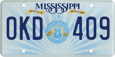 MS license plate OKD409