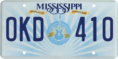 MS license plate OKD410