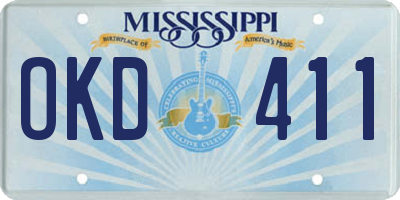MS license plate OKD411