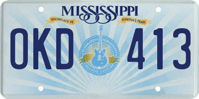 MS license plate OKD413