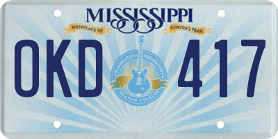 MS license plate OKD417
