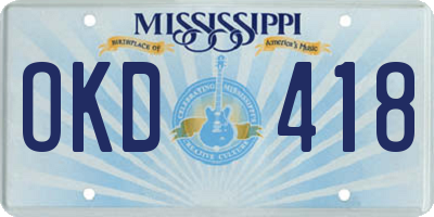MS license plate OKD418