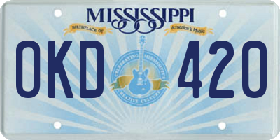 MS license plate OKD420