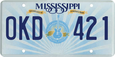 MS license plate OKD421
