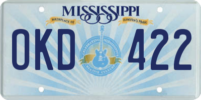 MS license plate OKD422
