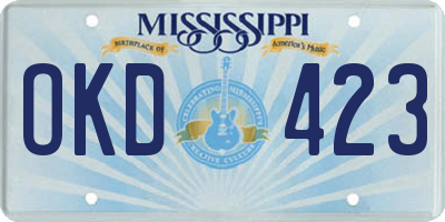MS license plate OKD423