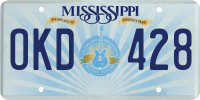 MS license plate OKD428