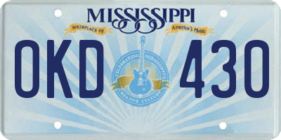 MS license plate OKD430