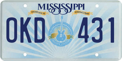 MS license plate OKD431