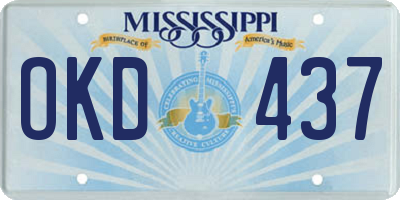 MS license plate OKD437