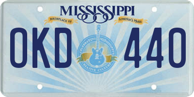 MS license plate OKD440