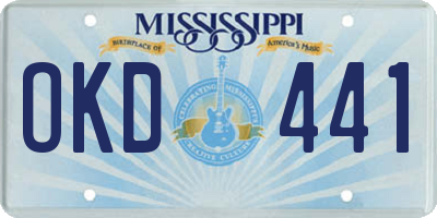 MS license plate OKD441