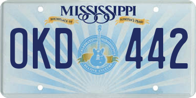 MS license plate OKD442