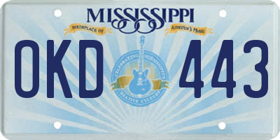 MS license plate OKD443