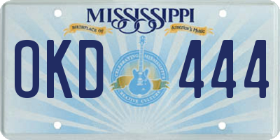 MS license plate OKD444