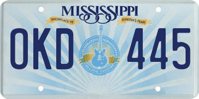 MS license plate OKD445
