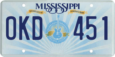 MS license plate OKD451