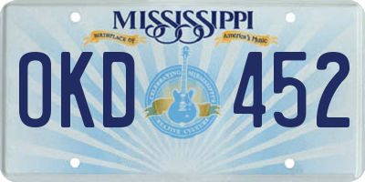 MS license plate OKD452