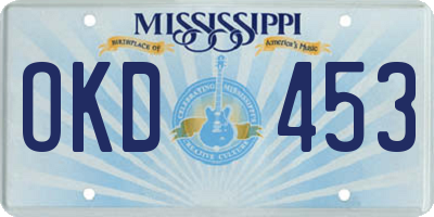 MS license plate OKD453