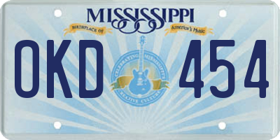 MS license plate OKD454