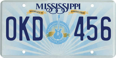 MS license plate OKD456