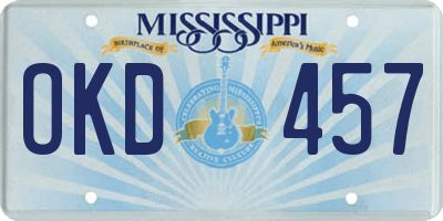 MS license plate OKD457