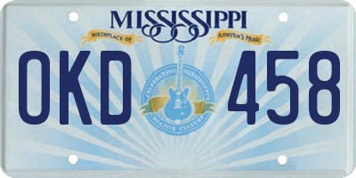 MS license plate OKD458