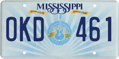 MS license plate OKD461