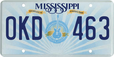 MS license plate OKD463