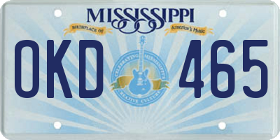 MS license plate OKD465