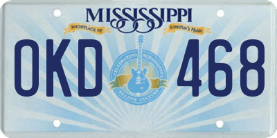MS license plate OKD468
