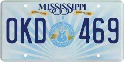 MS license plate OKD469