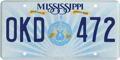 MS license plate OKD472