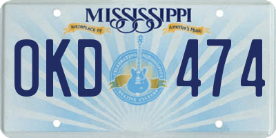 MS license plate OKD474