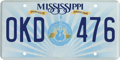 MS license plate OKD476