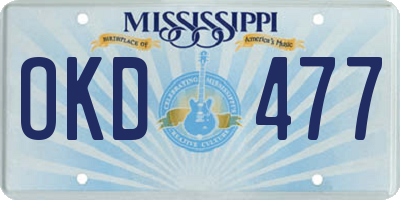MS license plate OKD477