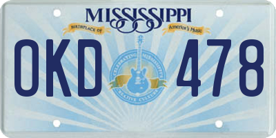 MS license plate OKD478