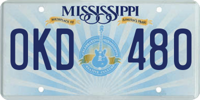 MS license plate OKD480
