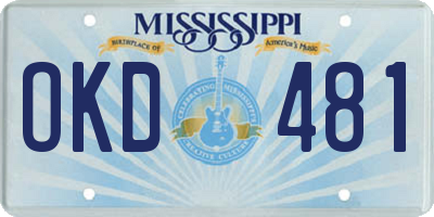 MS license plate OKD481