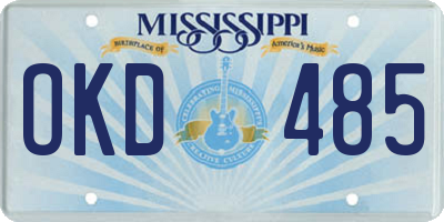 MS license plate OKD485