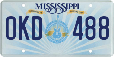 MS license plate OKD488