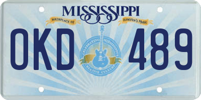 MS license plate OKD489